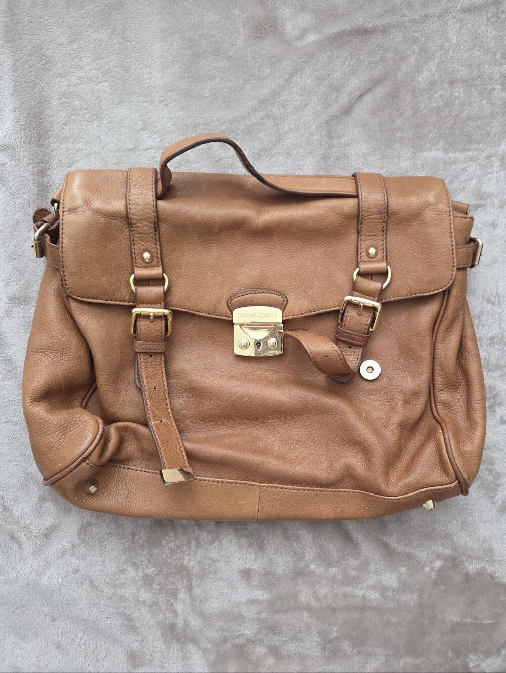 Cynthia Rowley Tan Leather Satchel with Gold Hardware
